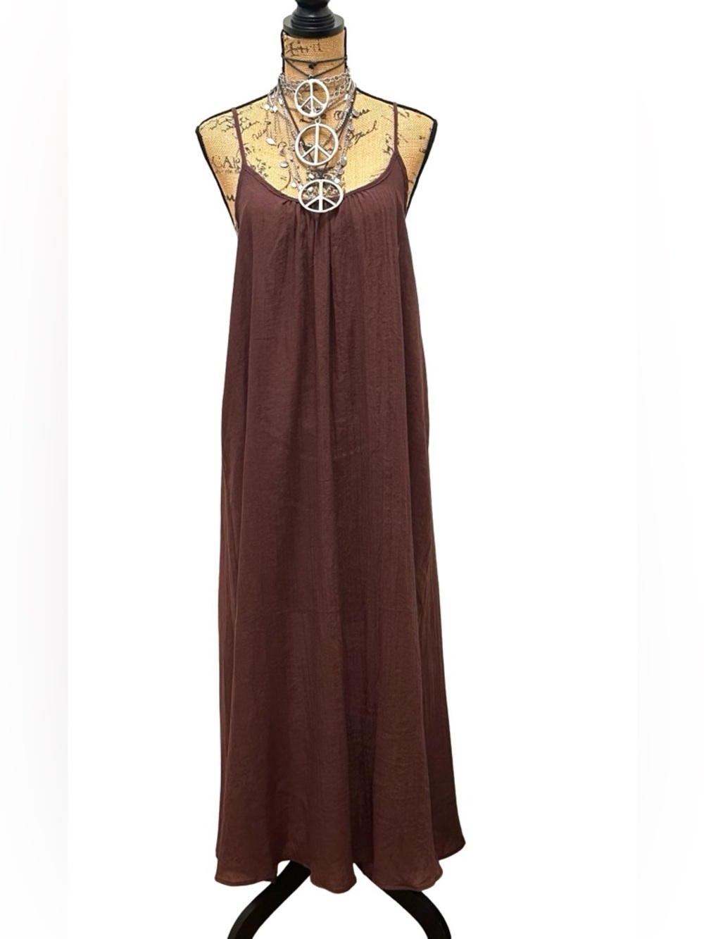 NEW - DOTTI Women's Chocolate Brown Maxi Flowing Summer Dress SIZE MEDIUM - Picture 11 of 16